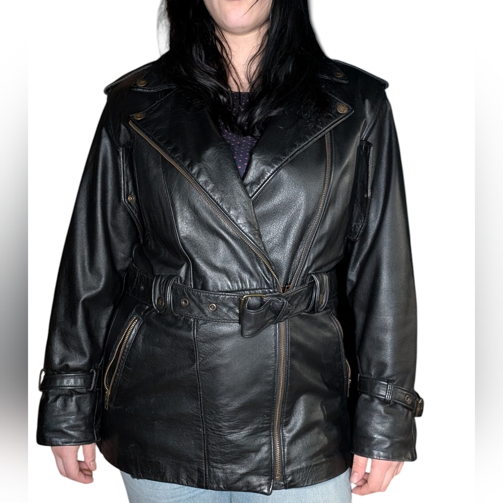 Vintage Cuir Dimitri Black Leather Women's Jacket - Picture 2 of 12